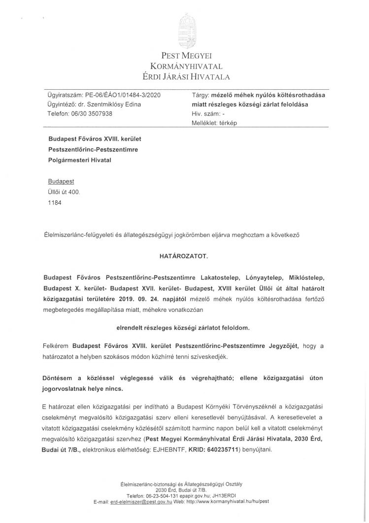 Pest Megyei Kormányhivatal Érdi Járási Hivatala Határozata Oldal 1